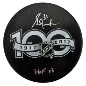 Grant Fuhr HOF Autographed/Inscribed 100 Years Hockey Puck JSA 181053 - Picture 1 of 2