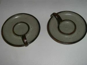 2 Kerzenständer aus Ton, handgearbeitet, Ø ca. 13 cm - Bild 1 von 2