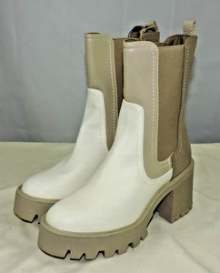 Mia Remi Damenstiefel rund geschnitten Plateau Chelsea beige Freizeit Remi 7,5 M US - Bild 1 von 12