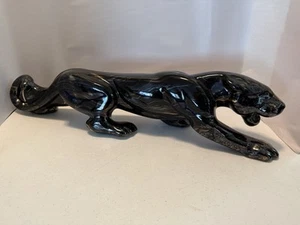Gorgeous Rare MCM Royal Haeger Ceramic Black & Gold Swirl Panther Figurine 24” - Picture 1 of 14
