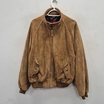 Ralph Lauren Polo Vintage Brown Heavy Thick Suede Leather Bomber Jacket Large - Image 1 of 4
