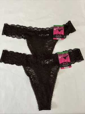 Maidenform 全蕾丝丁字裤 2 件装性感细绳内裤内衣 L 码 — 第 1/4 张图片