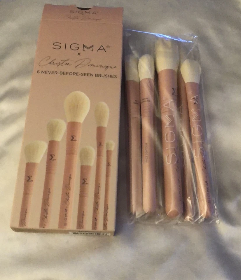 Sigma x Christians Dominique 6 peças conjunto de pincéis faciais nunca antes vistos novo na caixa - Imagem 1 de 4