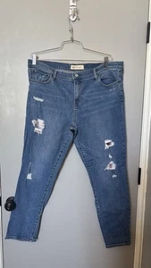 GAP X Pendleton Real Straight Mid-rise Jeans Women's Size 34R 16/18 Distressed - Picture 1 of 5
