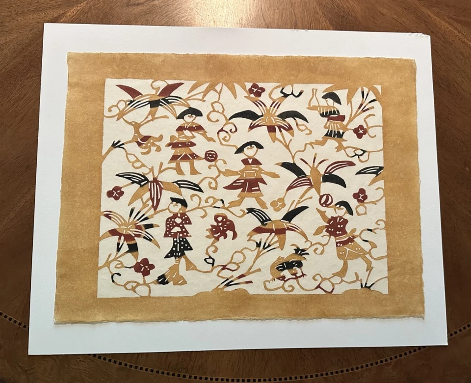 Agricultores - Samiro Yunoki - impresión teñida estencida a mano Foto 1 de 1