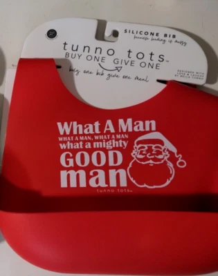 NUEVO babero de silicona Tunno Tots What a Man What a Man What a Mighty Good Man Foto 1 de 4