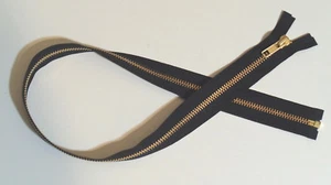 26 inch Black & Brass Metal #5 YKK Zipper Separating New! - Picture 1 of 1