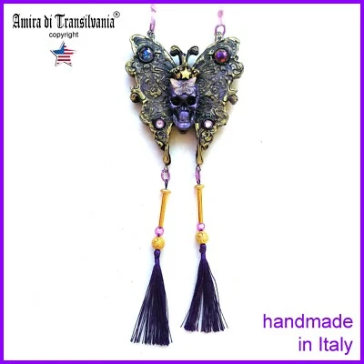 Роскошные ювелирные изделия готический ар-деко модерн череп ожерелье бабочка подвеска моль нагрудник - Изображение 1 из 4