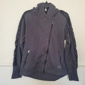 Oakley Womens Jacket Hooded Full Diagonal Zip Size M Black LS Thumb Slots - Picture 1 of 23
