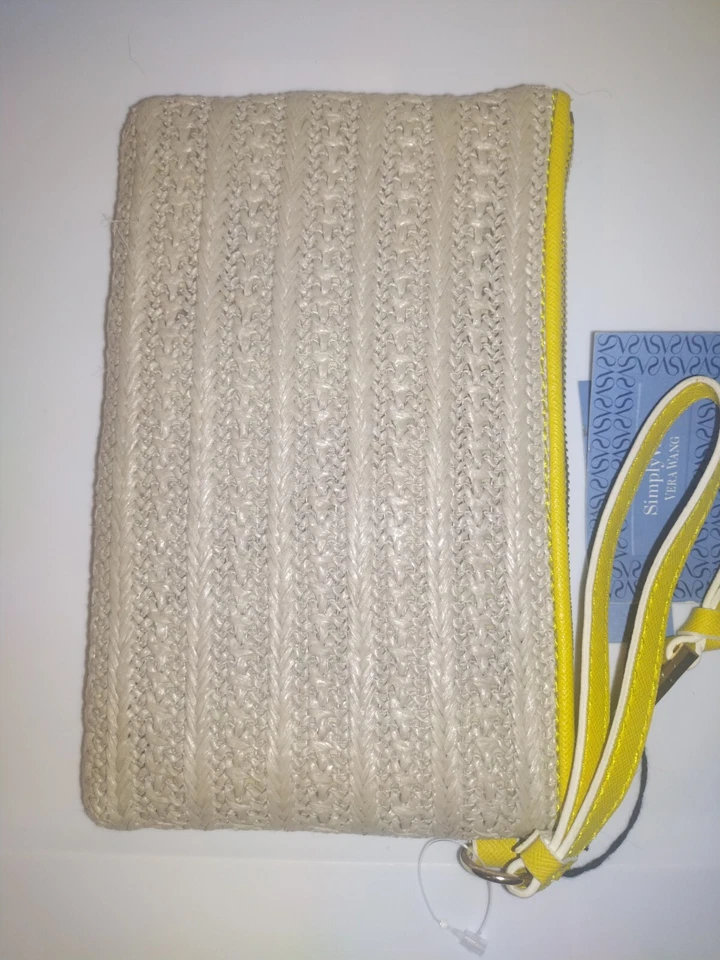 NUEVO Muñequera Simply Vera Wang Mujer’s Cremallera Cuero/Paja Foto 1 de 4