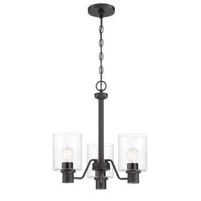 Hampton Bay Castleford 3-Light Oil-Rubbed Bronze Chandelier w/Glass Shades - Image 1 of 4