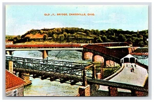 Postkarte: OH überdachte Brücke, Holz ""Y"" Brücke, Zanesville, Ohio - unverpostet - Bild 1 von 2