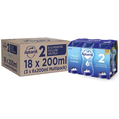 18 x 200ml Aptamil 2 Follow on Milk Suitable From 6 - 12 Months Formula - Image 1 of 4