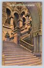 VINTAGE THE GRAND STAIRCASE ALBANY, NY~LINEN POSTCARD BB