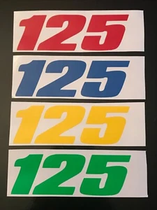 4 x 125 Motor Cycle Bike Stickers Decals Custom Frame Tank Fairing Colours Sizes - Picture 1 of 3