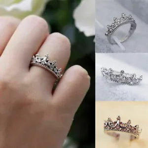 Rings Party Crown Women Rings Wedding Size 5-10 Gorgeous Zirconia  Jewelry - Picture 1 of 11
