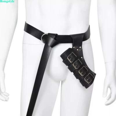 Vaina retro cosplay medieval imitación cuero guerrero cintura funda espada soporte Foto 1 de 4