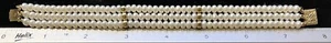 Brazalete de perlas de 3 mm con espaciadores de perlas y cuentas de oro triple hilo de oro de 14k - Imagen 1 de 8