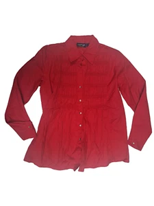 Krazy Kat Womens Maternity Red Cotton Ruched Button Down Blouse Size Small - Picture 1 of 1