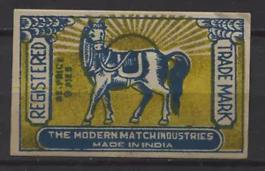 Horse Modern Match Industries India Indian Vintage Matchbox Label - Picture 1 of 1