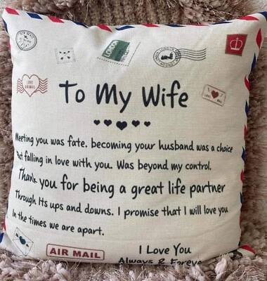 (Solo funda) Funda de almohada para mi esposa, funda de almohada, funda de cojín de lino 18 x 18' Foto 1 de 2