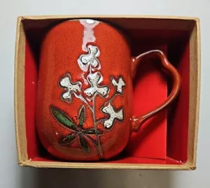 Rare Red Cypress Home Artisan Series Coffee Tea Mug Floral Gift Box New 4" Tall - Picture 1 of 11