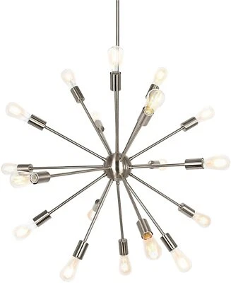Lampadario Sputnik Con 18 Luci In Ottone Spazzolato Rustico Industriale - Immagine 1 di 4