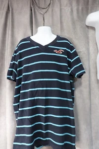 Hollister Boy's Shirt Blue Striped Short Sleeve Embroidered Logo Size Small - Picture 1 of 4