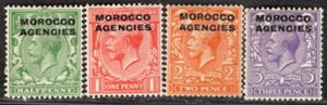 BRITISH MOROCCO 1914/21 STAMP Sc. # 209/10 AND 212/3 MH - Picture 1 of 2