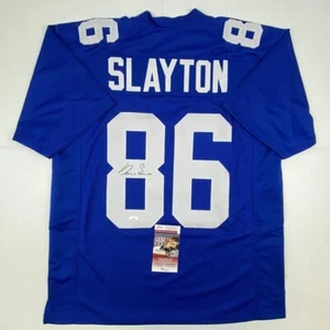 Maglia calcio blu autografata/firmata DARIUS SLAYTON New York JSA COA Auto - Foto 1 di 4