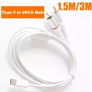 USB C to RCA Audio Cable Type C to 2RCA Male Jack Plug Adapter Cable 5ft / 10ft - Picture 1 of 8