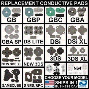 Conductive Rubber Controller D-Pad GB/GBC/GBA/SP/DS/Lite/DSi/New/3DS/XL/SNES/NES - Picture 1 of 42