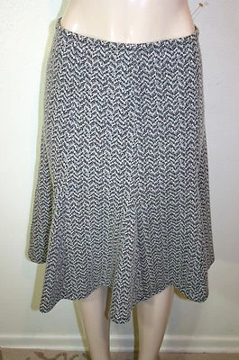 New CAROLE LITTLE Sz 8 Black Ivory Flared Full Godet Hem Knit Skirt - Image 1 of 4