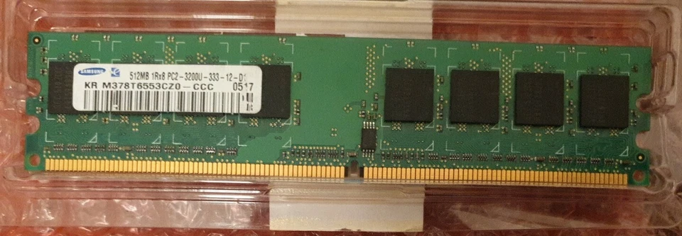 Memoria RAM modulo Samsung 512Mb DDR2 400Mhz PC2-3200 unbuffered - Imagen 1 de 1