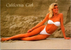 Postcard California Girl in White Bikini Unposted - Picture 1 of 2