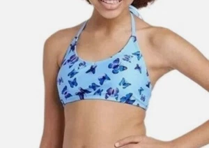 Girls' Butterfly Print Brallette Bikini Swim Top Blue size XL (14) art class - Picture 1 of 4