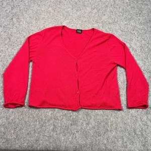 Eileen Fisher Vintage 90s Red Loose Knit Button Up Cardigan Sweater Women's - Picture 1 of 5