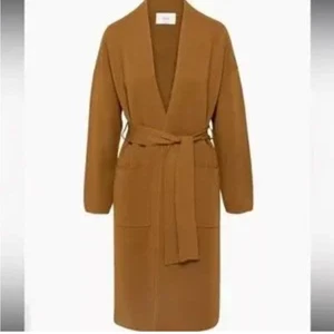 Wilfred Aritzia Belize Merino Wool Cardigan Women XS  Chestnut Brown Long Belted - Picture 1 of 12