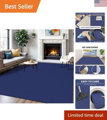 Alfombra suave mezcla algodón-lino 6x9 - resistente a las manchas, antideslizante para doble uso Foto 1 de 4