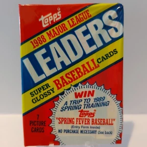 1988 TOPPS MAJOR LEAGUE LEADERS SUPER GLOSSY BASEBALL CARDS 7 CARDS UNOPENED - Picture 1 of 4