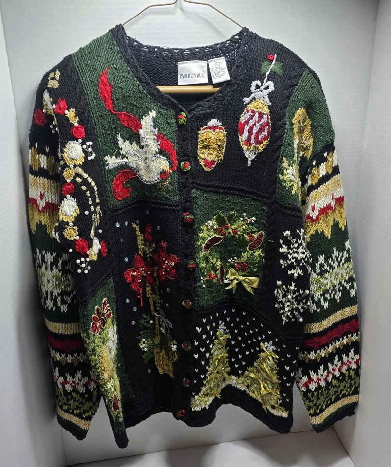 Cárdigan de Navidad de Colección Negro Moda Insecto Adornos Árboles de Navidad Grande Foto 1 de 4