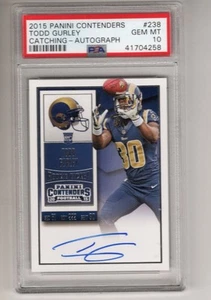 Todd Gurley 2015 Panini Contenders Catching RC Los Angeles Rams Auto PSA 10 - Picture 1 of 2