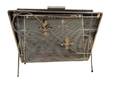 Винтажный металлический держатель для журналов альбомов MCM с сеткой середины века - Изображение 1 из 4