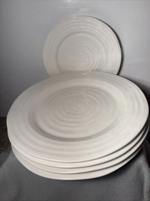 4 Portmeirion Sophie Conran Porcelain Round Dinner Plates 11”  White 1 Salad 8” - Image 1 of 4