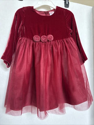 Gymboree Holiday Traditions Burgundy Red Rayon Silk Rosette Tulle DRESS NWOT - Image 1 of 4