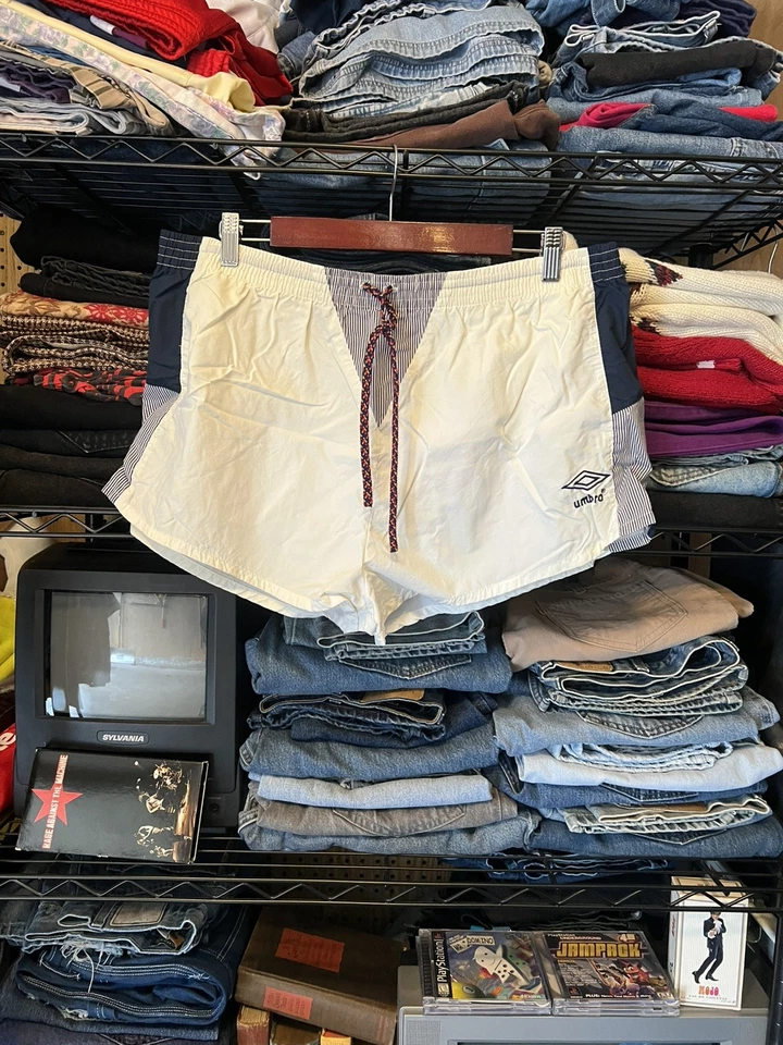 Pantalones Cortos de Fútbol Umbro Vintage Años 90 Blanco Algodón Nailon Hechos en EE. UU. - Para Hombre’s X-Grande Foto 1 de 4
