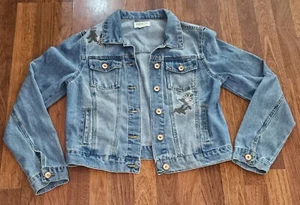 Cavalini Denim Collection Embroidered Floral Denim Jacket Sz XL New W/O Tags - Picture 1 of 11