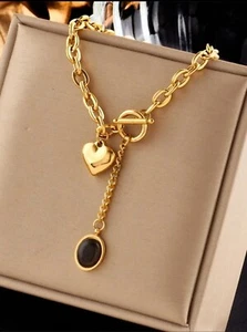 Heart- Shapes Pendent necklace with 18k Gold Plated- perfect for Women - Picture 1 of 6