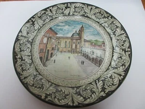 Italienischer Keramik Teller handbemalt Markus Quadrat Venedig 165 cm signiert - Bild 1 von 7