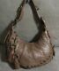 ISABELLA FIORE Small to Medium Brown Tan Leather Tote Hobo Ergo Shoulder Bag